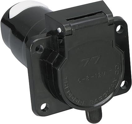 Bargman 5077001 7-Way Vehicle Connector Socket – Thermoplastic Housing, Brass Contacts, Dust Cover Included