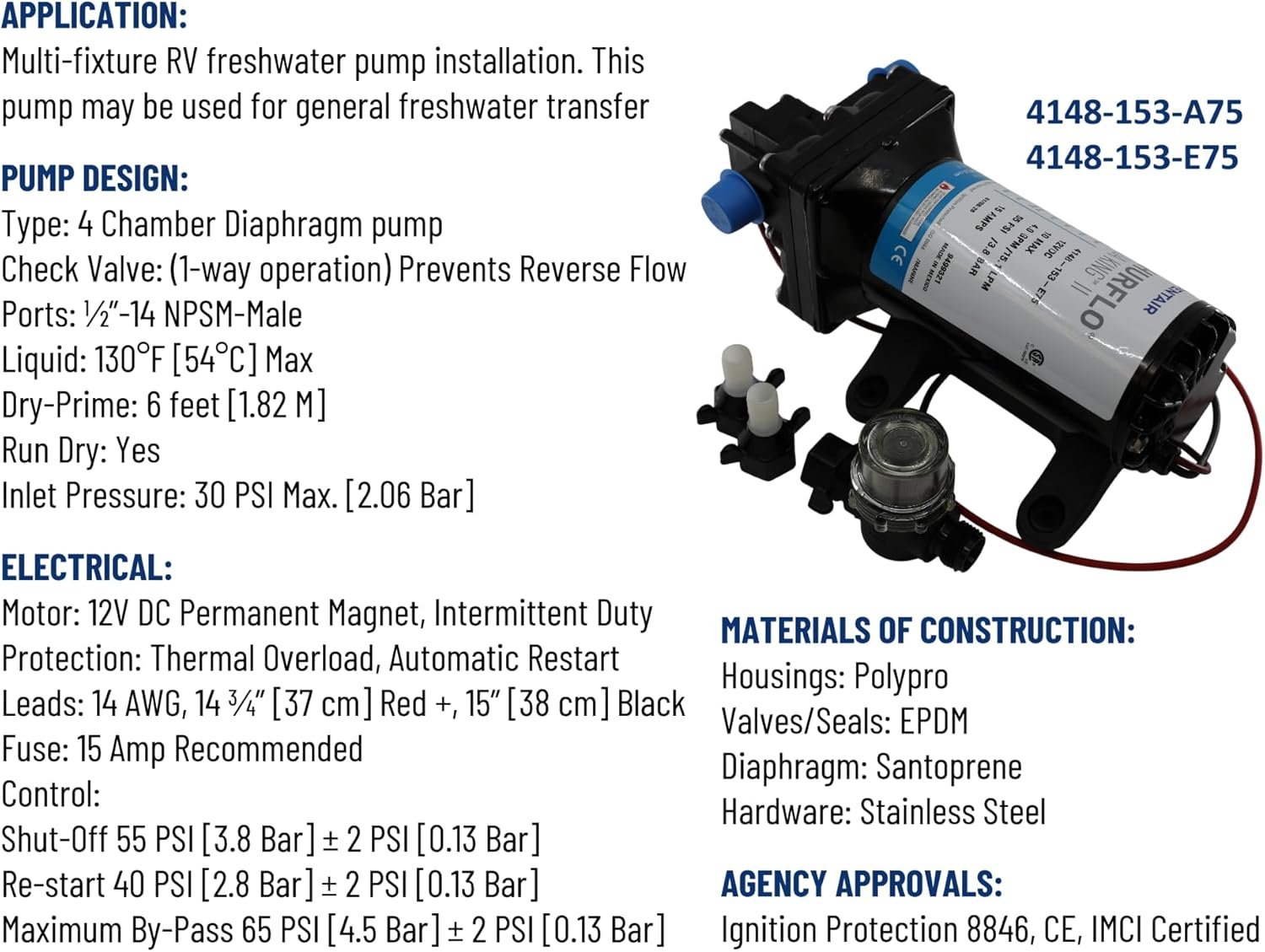 SHURFLO 4158 Series 12V DC Pump – 4.0 GPM Open Flow, 55 PSI Demand Sprayer Pump for Agricultural Applications - Image 3