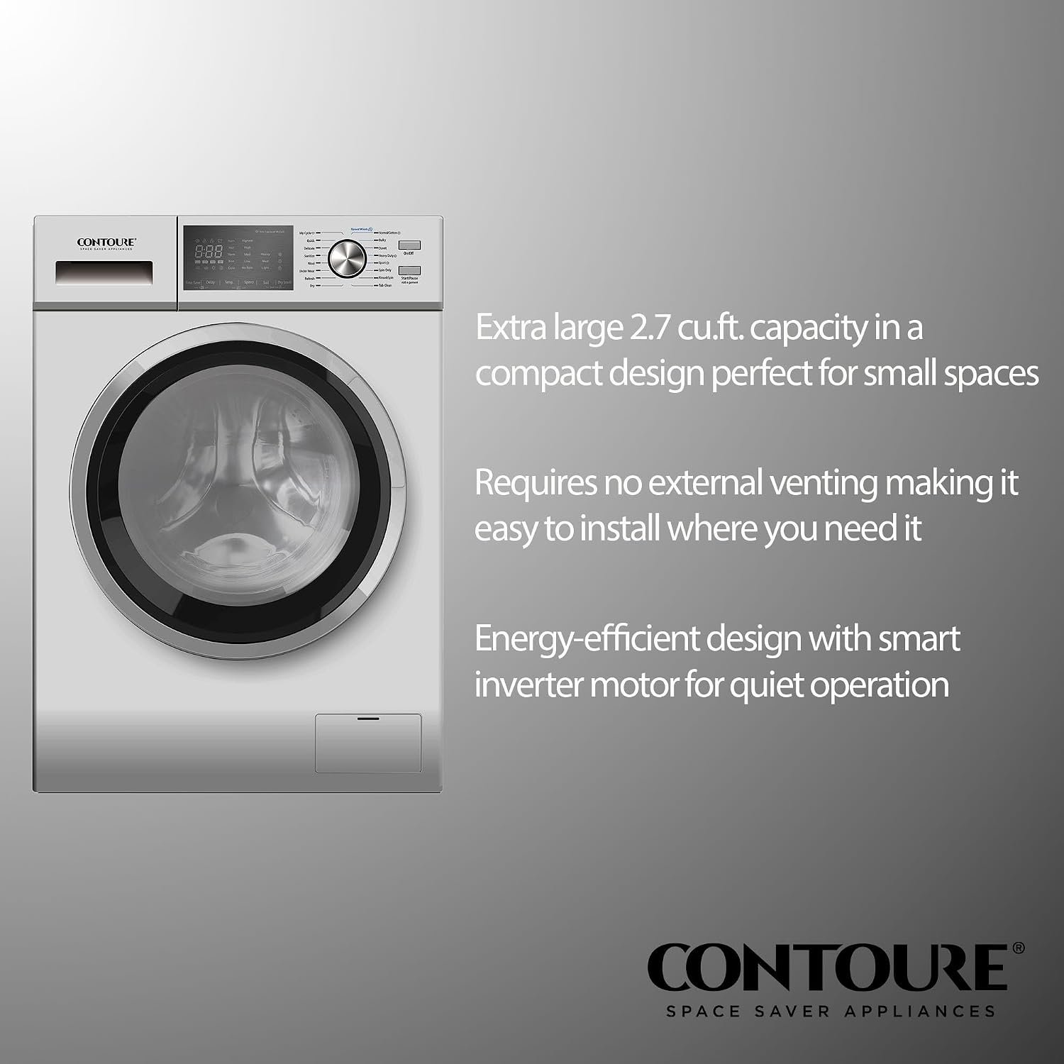 Contoure RVWD900S 2.7 Cu Ft Ventless Washer Dryer Combo – Stainless Finish All-in-One RV Laundry Appliance - Image 3