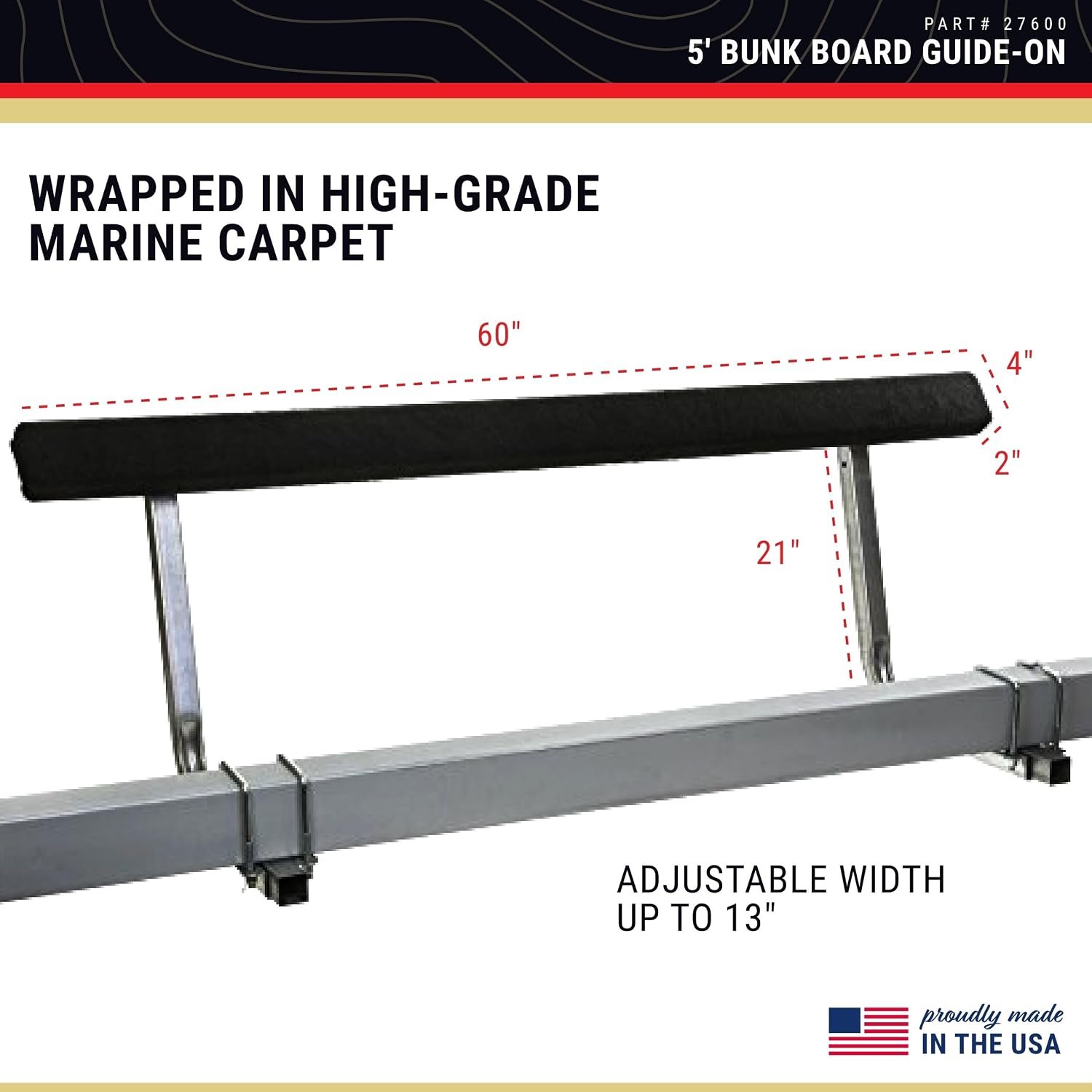 C.E. Smith 27600 Bunkboard Guide – 5 Foot Marine Trailer Boat Guide System - Image 3