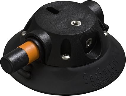 SeaSucker VM1007B 4.5in Low Profile Vacuum Mount – 120 lb Pull Strength, Dual 1/4-20 Inserts, Black Housing