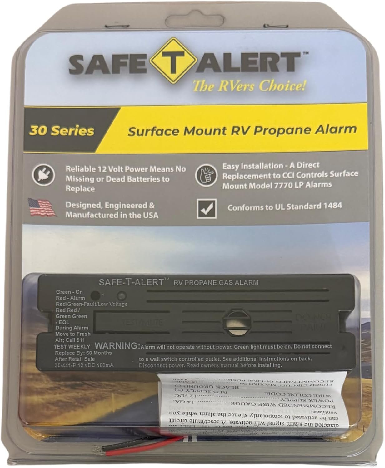 MTI Industries 30441PBL 12V Propane Detector – Surface Mount LP Gas Alarm with Black Housing for RV Safety - Image 2