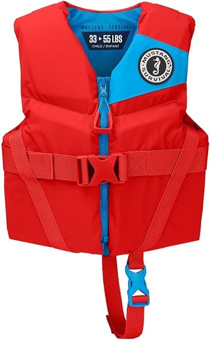 Mustang Survival MV3565277 REV Child Life Vest – Red Child Personal Flotation Device for Recreational Boating