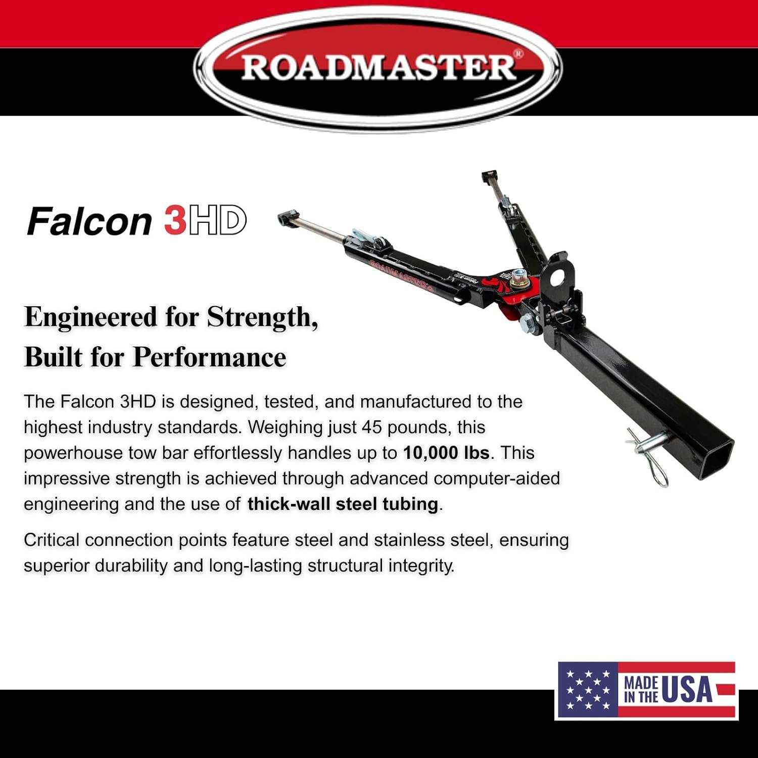 Roadmaster 622 Falcon 3HD Tow Bar – 10000 lb Capacity, 2in Receiver Mount with Stainless Telescoping Arms - Image 4