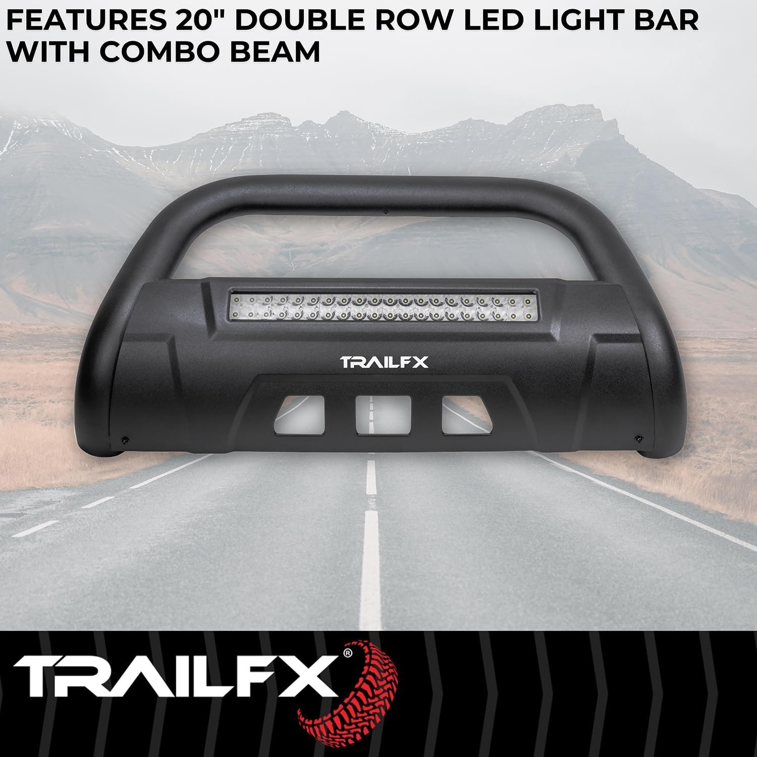 TrailFX B1614TKIT 3.5in Oval Bull Bar with 20in LED Light Bar – Black Powder-Coated Steel – Fits 2022-2025 Toyota Tundra - Image 4