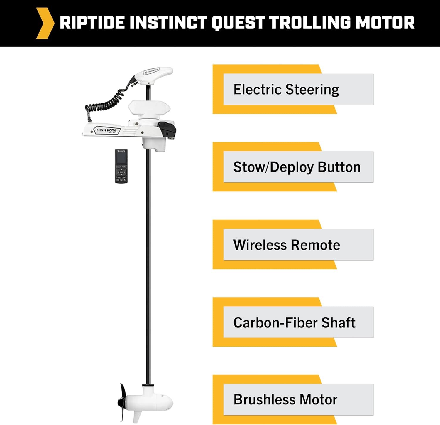 Minn Kota Riptide Instinct Quest 90 Trolling Motor – 115in Shaft, Wireless Remote, Saltwater GPS Bow Mount - Image 2