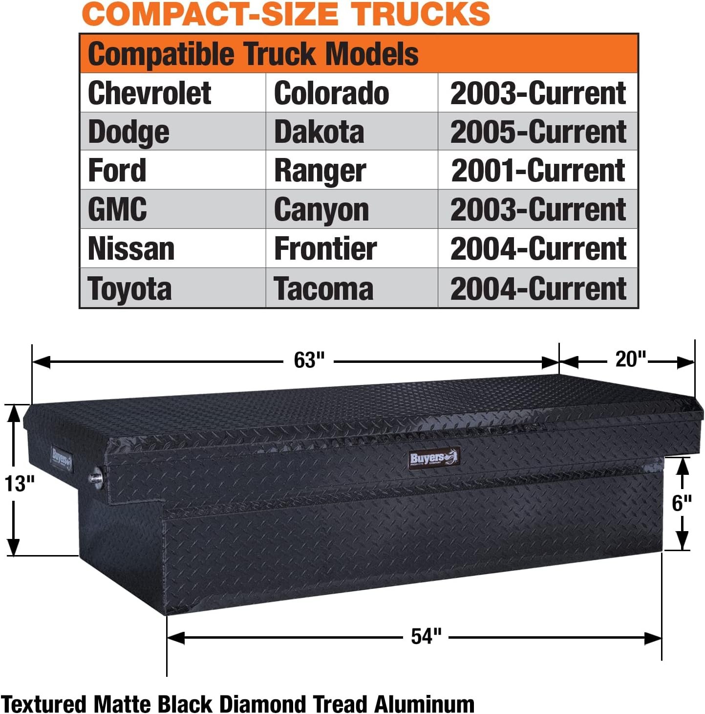 Buyers Products 1729410 Aluminum Crossbody Toolbox – 18 x 20 x 71 Inch Black Truck Bed Box - Image 3