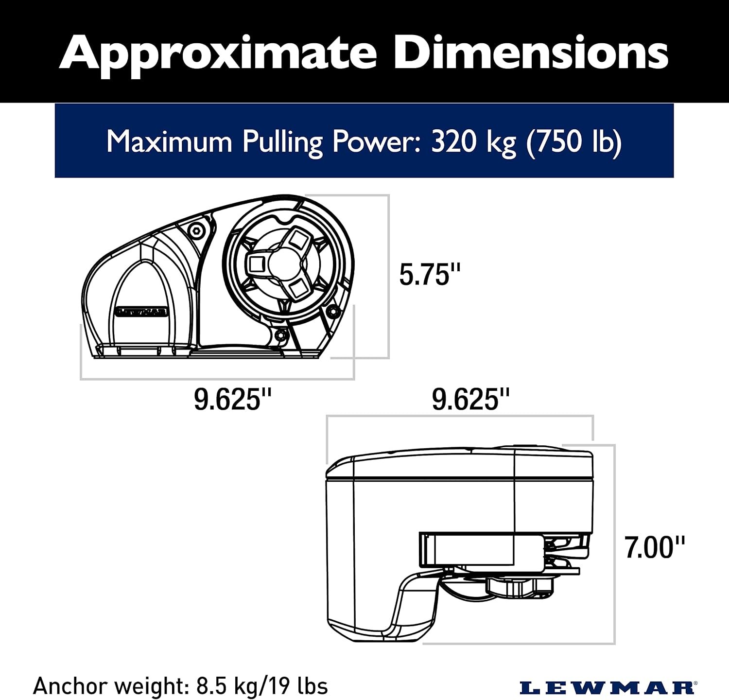Lewmar Pro-Fish 700 Windlass Kit – Horizontal Freefall Anchor Windlass for 6mm, 7mm, and 1/4in Chain Applications - Image 2