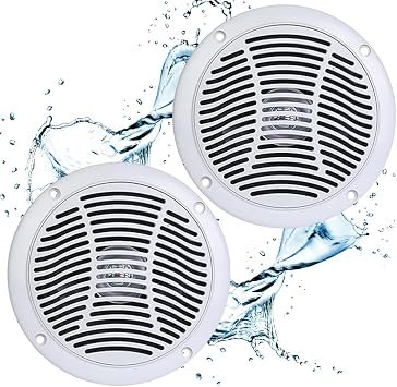 PQN Audio RV5104W 5 Inch Dual Cone Waterproof Speakers – 30W Max, IP65 Rated, 1.7in Mount Depth, White Pair