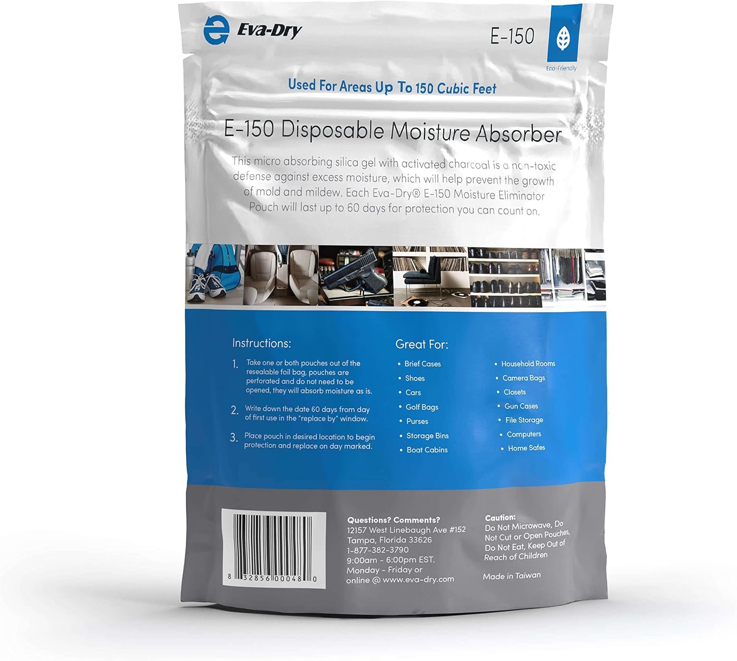 Eva-Dry E150 Moisture Eliminator Pouch – Disposable Charcoal-Activated Moisture Absorber for 150 cu ft Spaces - Image 3