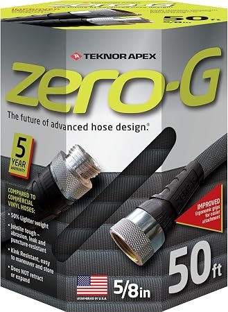 Teknor Apex 400150 Zero-G Garden Hose – 5/8in x 50ft Lightweight Kink-Resistant Water Hose with Flexible Hybrid Design