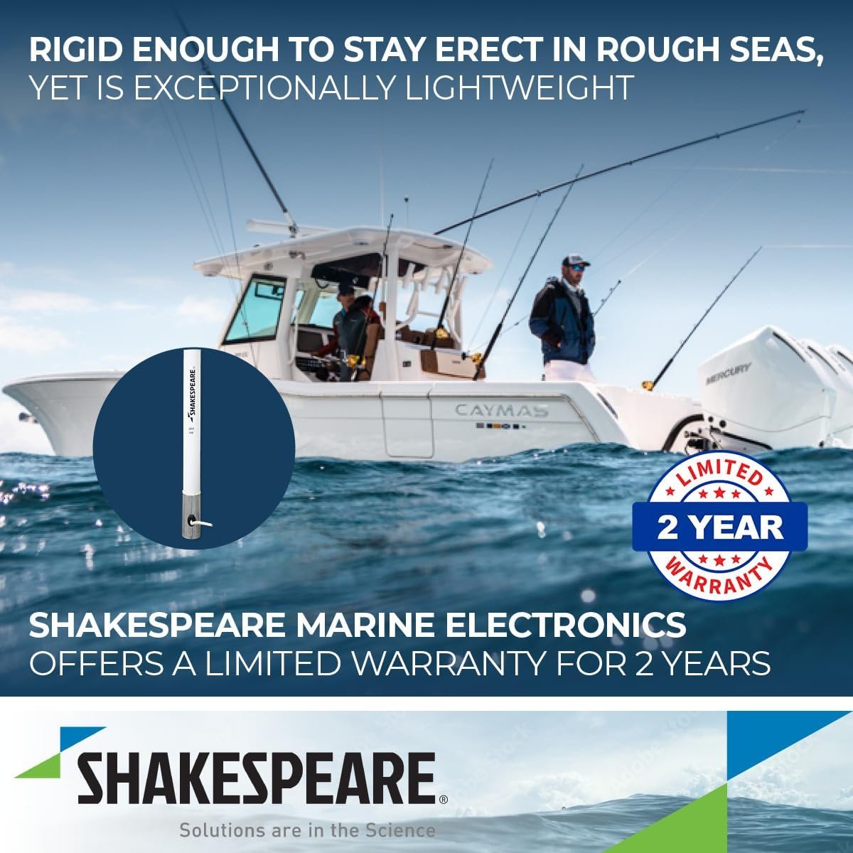 Shakespeare 4018 19ft Two-Piece VHF Marine Antenna – 9dB Gain Fiberglass Design with 20ft RG-58 Cable and PL-259 Connector - Image 4
