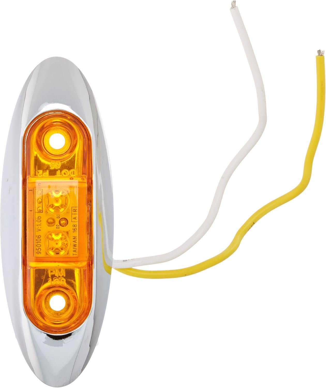 Peterson V168XA LED Clearance Light Kit – Amber Oval Lens, Surface Mount, 9-16V Operation with Chrome Bezel