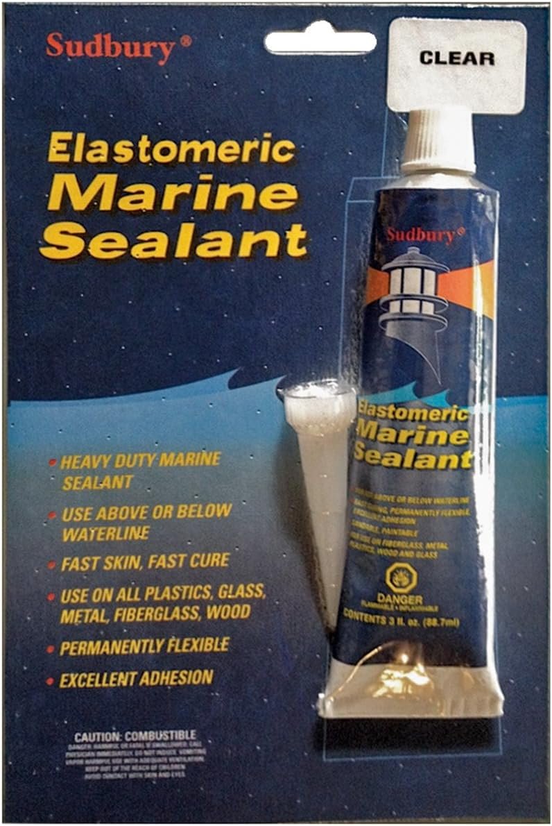 Sudbury 321 Elasto-Seal Clear Sealant – 3 oz Flexible Waterproof Marine Adhesive Tube for Boat Repairs - Image 2