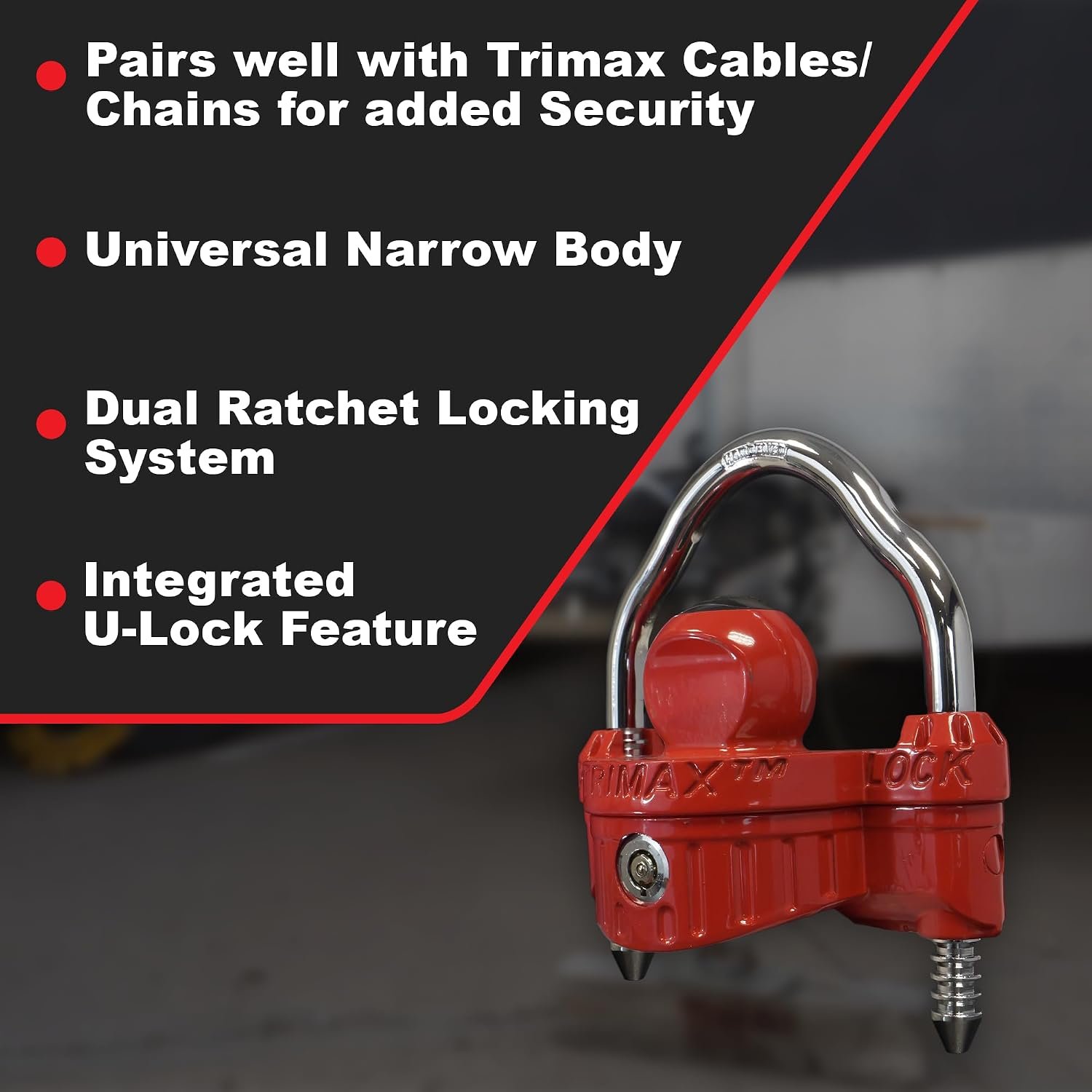 Trimax UMAX25D Universal Narrow Body Steel Shackle Lock – Hardened Steel Construction with Dual Key Security - Image 3