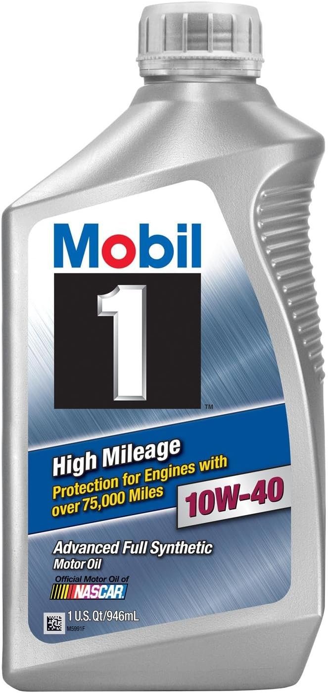 Mobil 1 103536 High Mileage 10W-40 Full Synthetic Motor Oil – 1 Quart Formula for Engines Over 75,000 Miles