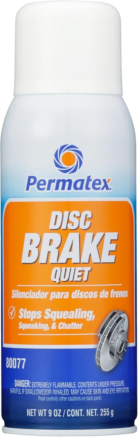 Permatex 80077 Disc Brake Quiet Aerosol – 9 oz Net Weight Brake Anti-Squeal Coating for ABS Systems and Corrosion Protection