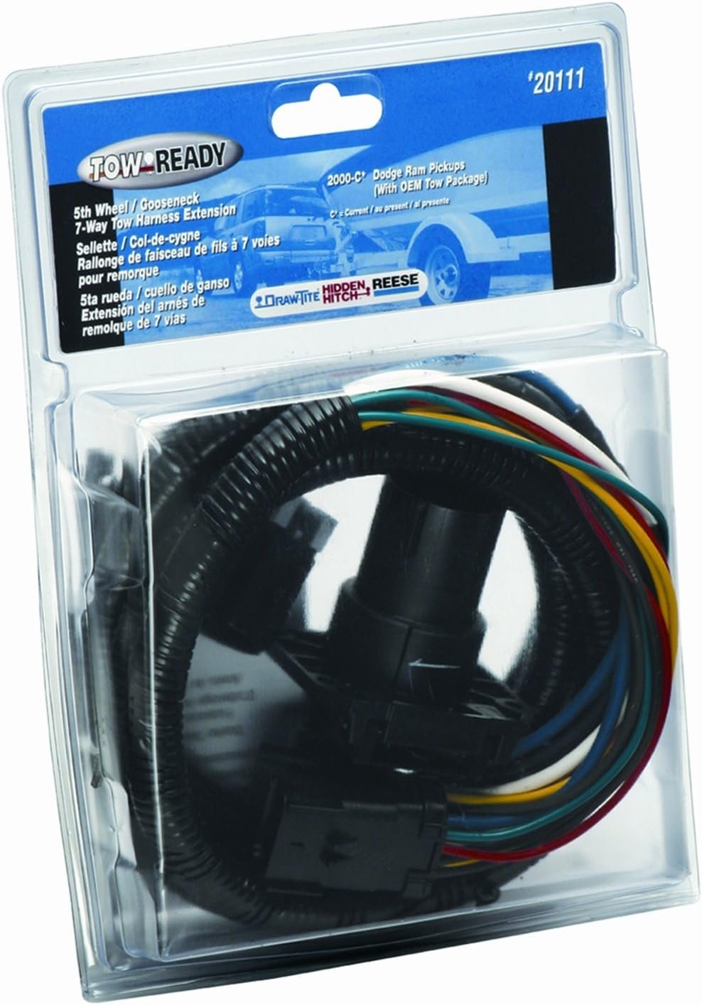 Tow Ready 20111 7-Way Trailer Connector Harness – Dodge Ram Factory Plug Wiring Adapter for 2000–2006 Models
