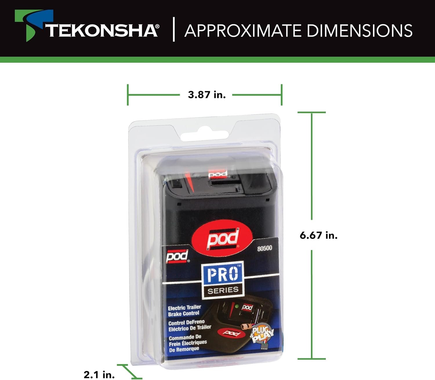 Pro Series 80500 POD Trailer Brake Controller – Proportional Electronic Brake Control with Compact Dashboard Mount - Image 2
