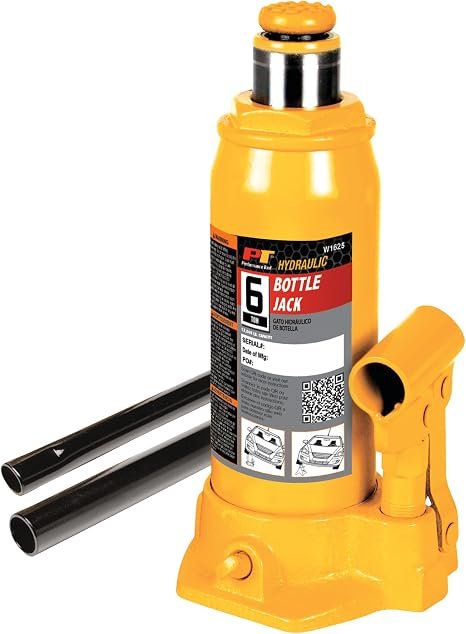 Performance Tool W1625 Hydraulic Bottle Jack – 6 Ton Lifting Capacity with Adjustable Extension Screw and Steel Construction