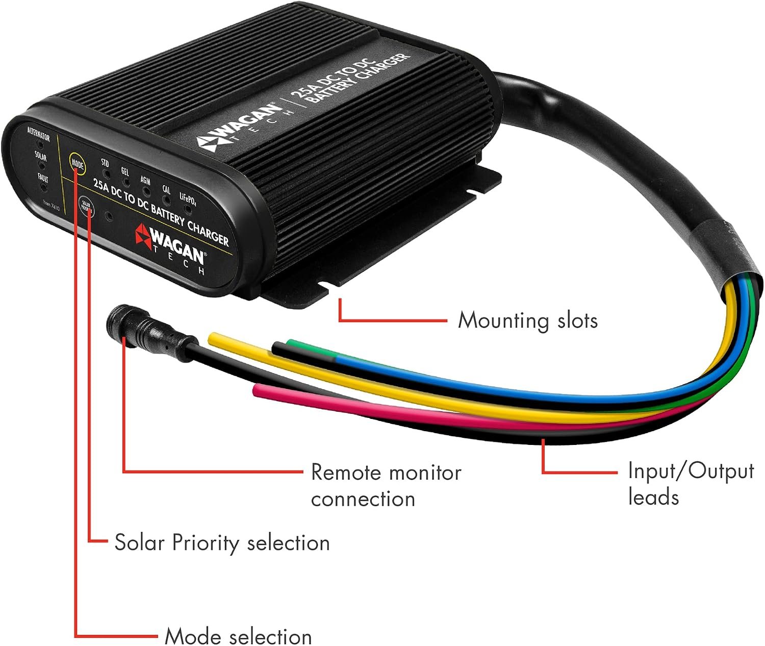 Wagan 7410 25A DC-to-DC Battery Charger – Smart Multi-Stage Charger for 12V Auxiliary and Dual Battery Systems - Image 3