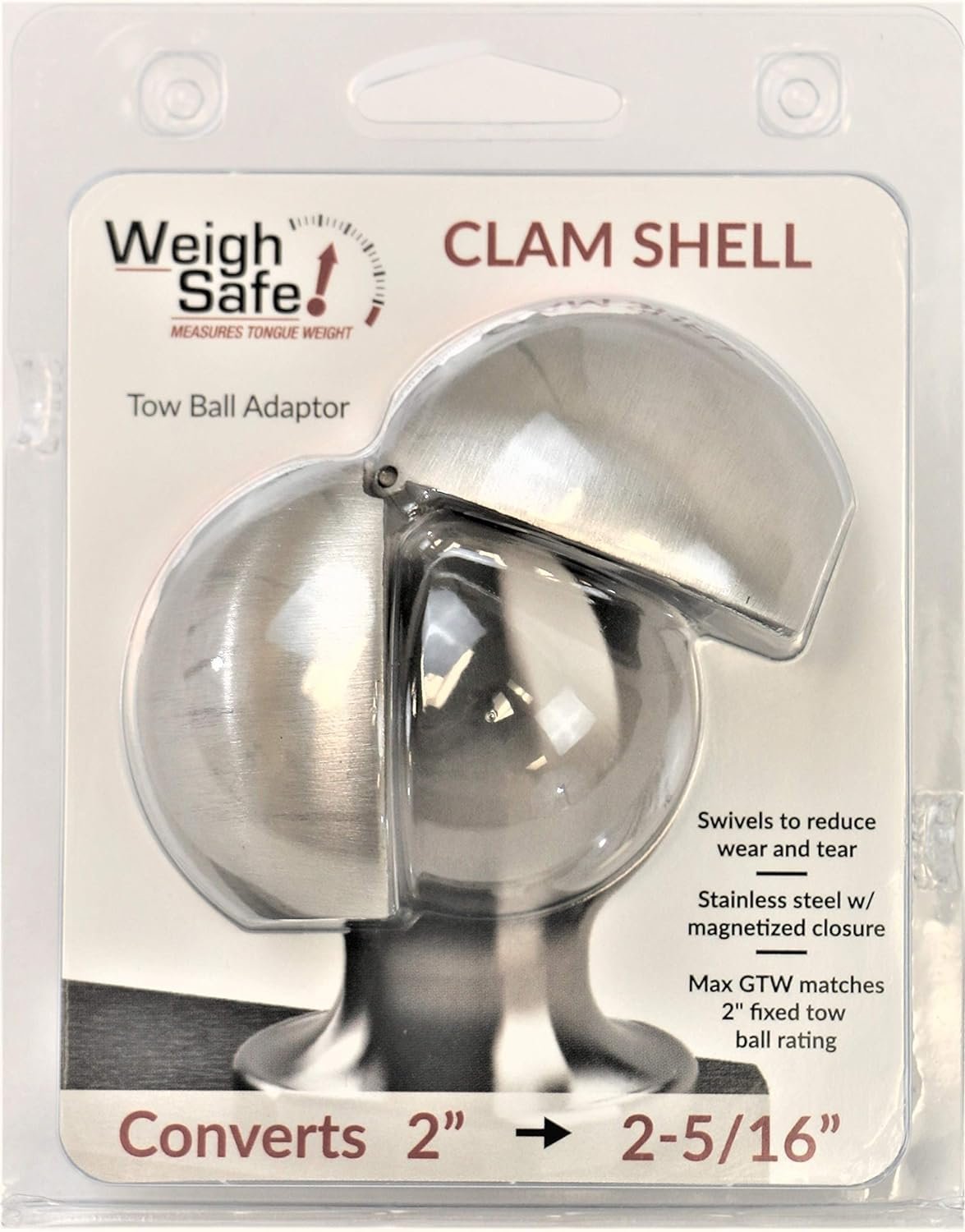 Weigh Safe WS07 Universal 2-5/16in Clam Shell Converter – Tow Ball Adapter for Adjustable Hitch Systems - Image 2