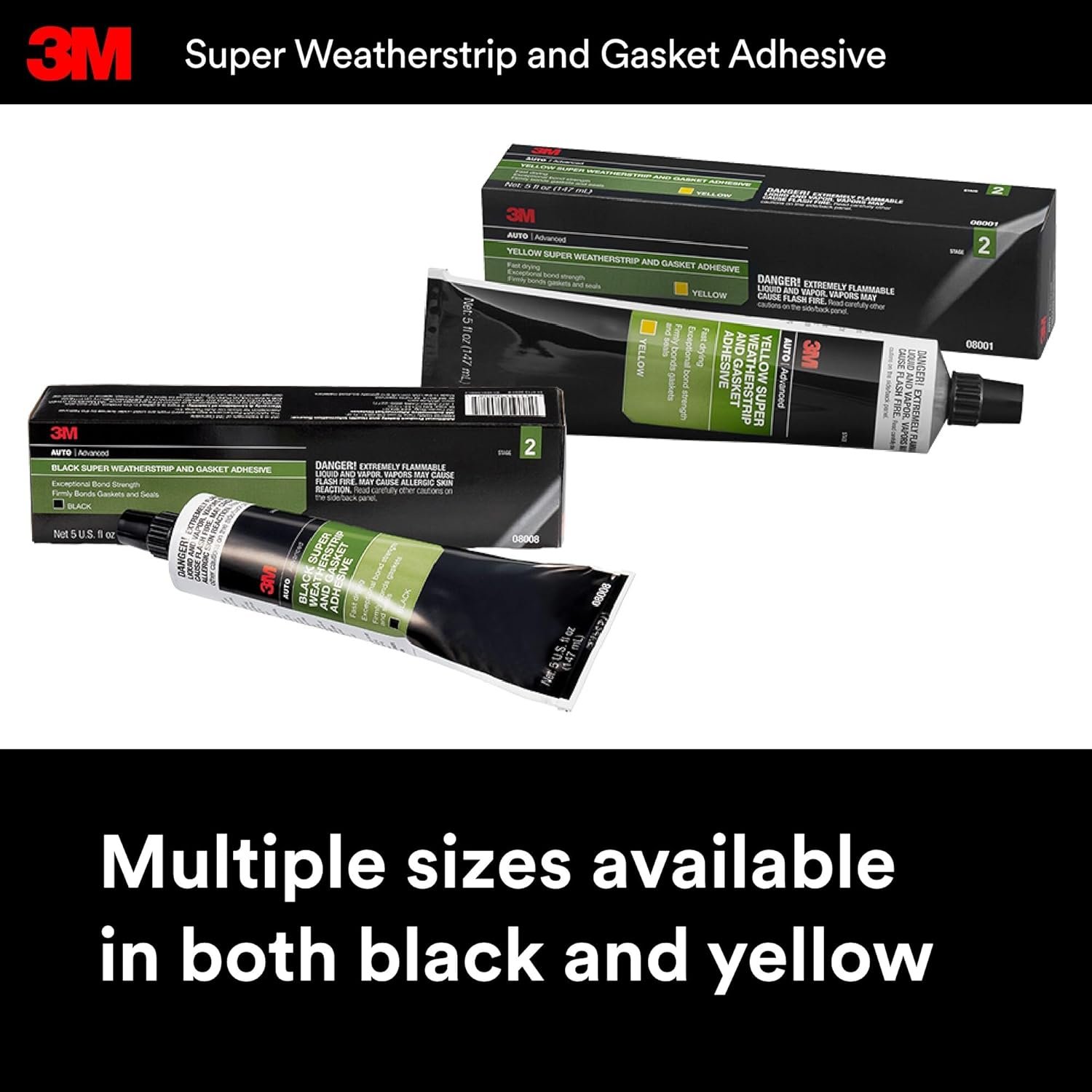 3M 8008 Super Weatherstrip Adhesive Yellow – 5 fl oz Flexible Bond for Rubber Seals, Gaskets & Weatherstripping - Image 2