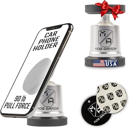 Mob Armor MobNetic Maxx MOBNMXSLVR Magnetic Phone Mount – Silver Aluminum Construction with Dual Magnet Retention System