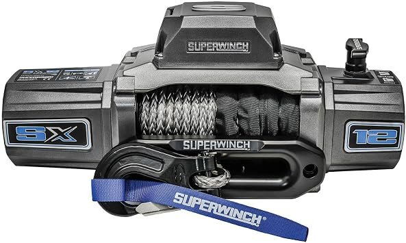 Superwinch 1712201 SX12SR Recovery Winch – 12000 lb Capacity, 3/8 in x 80 ft Synthetic Rope, IP68 Waterproof