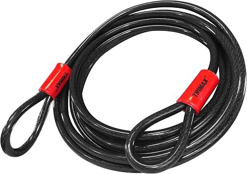 Trimax TDL1510 Multi-Use Security Cable – 15ft Length x 10mm Diameter Braided Steel Lock Cable