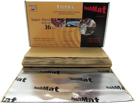 HushMat 10801 Super Sheet Bulk Kit Sound Deadening Insulation – 9 Sheets 18in x 32in, 36 Sq Ft Coverage, Silver Foil