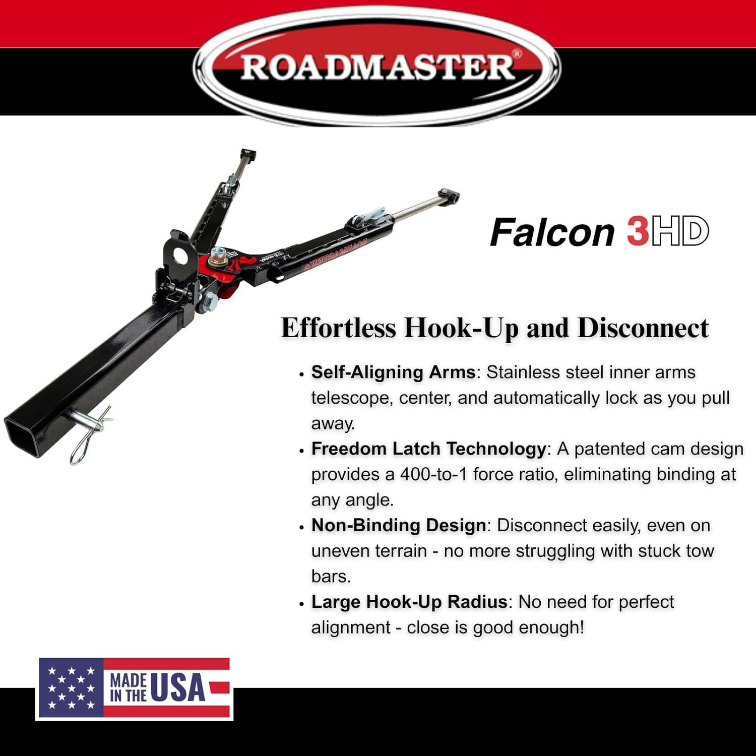 Roadmaster 622 Falcon 3HD Tow Bar – 10000 lb Capacity, 2in Receiver Mount with Stainless Telescoping Arms - Image 3