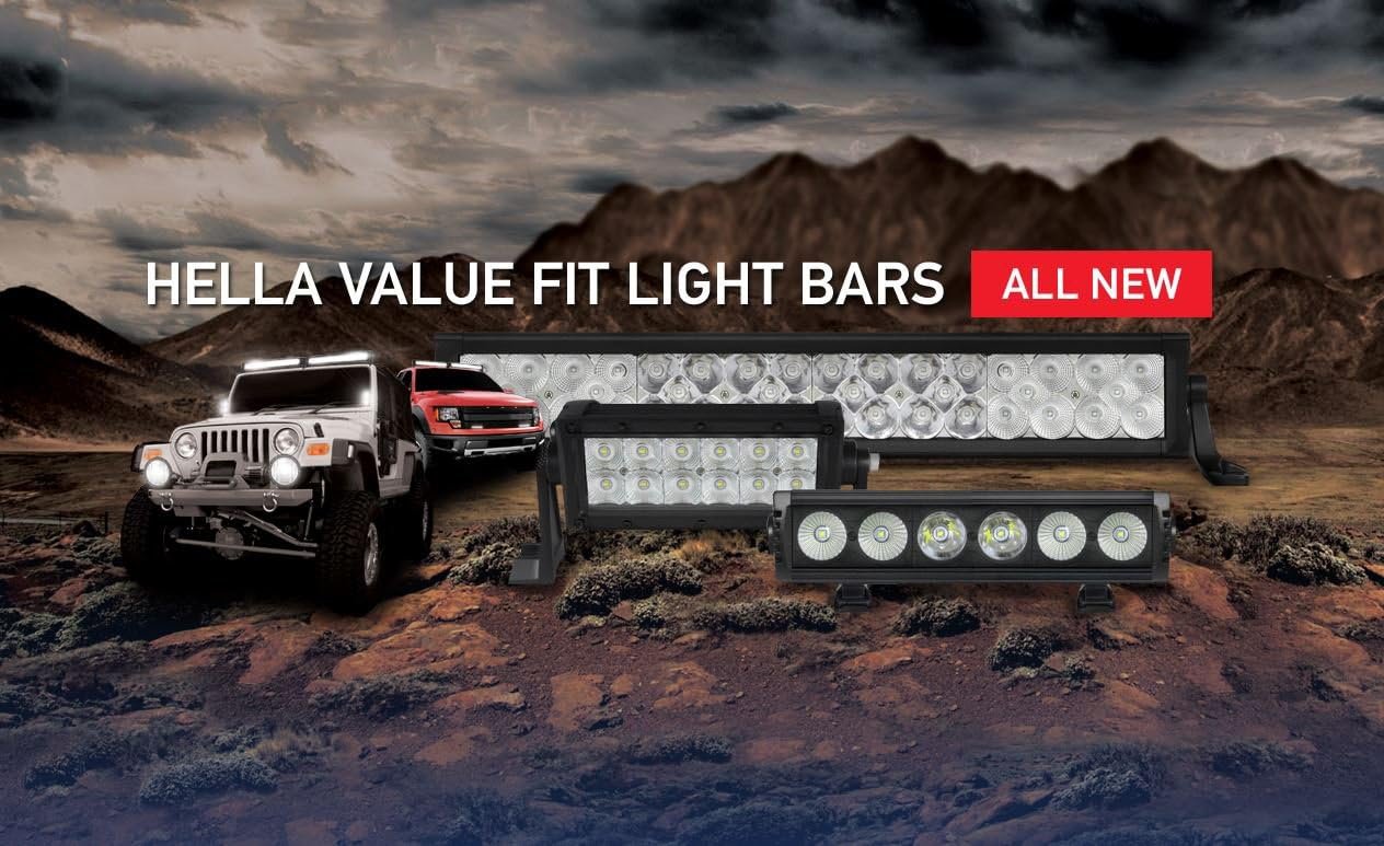 HELLA Lights Sport Series LED Light Bar – 12 LEDs – 8in Flood Beam – Black Off-Road Driving Light - Image 5