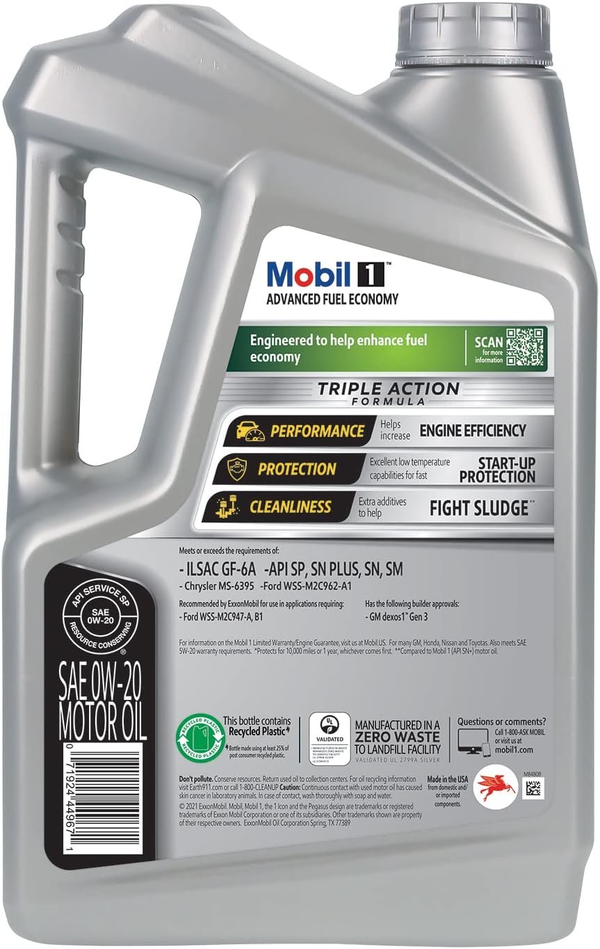Mobil 1 0W-20 Full Synthetic Motor Oil 5 Qt – Advanced Fuel Economy Formula – Triple Pack Case for Modern Engines - Image 2