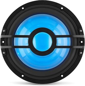 Clarion CMSP-101RGB-4 10-Inch Marine Subwoofer – 250W RMS, Single 4-Ohm Voice Coil, RGB LED Illumination