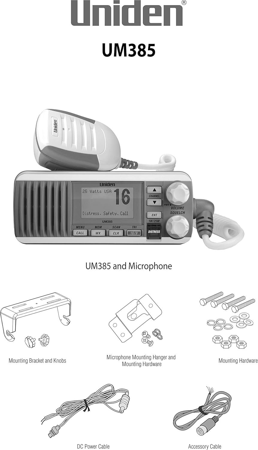 Uniden UM385 Fixed-Mount Marine VHF Radio – White Finish, DSC Calling, 25W Output with NOAA Weather Alerts - Image 7