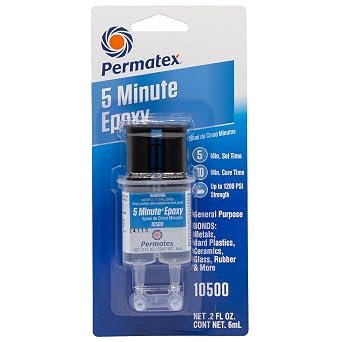 Permatex 10500 5 Minute Epoxy Syringe – 6 mL Two-Part Adhesive with Precision Mixing and Fast Cure Formula