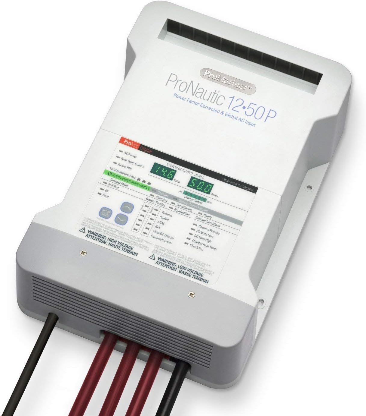 ProMariner ProNautic 1250P 63150 Marine Battery Charger – 12V System, 50A Output, Digital Smart Charging