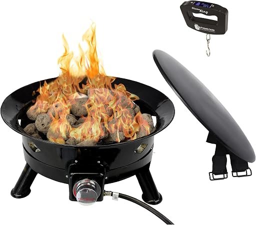 Flame King FKG6502D 24in Propane Fire Bowl – Portable Outdoor Fire Pit with Auto Ignitor and Decorative Design