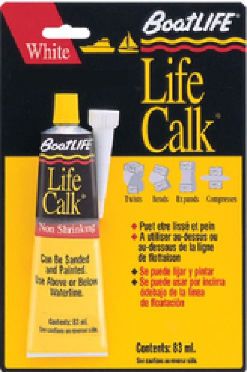 Life Industries 1305 Life-Calk Marine Sealant – 1 fl oz White Polysulfide Sealant Tube for Boats and Marine Hardware