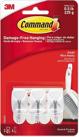 3M Command 17067ES Small Wire Hooks – Damage-Free Hanging Hooks with Removable Adhesive Strips