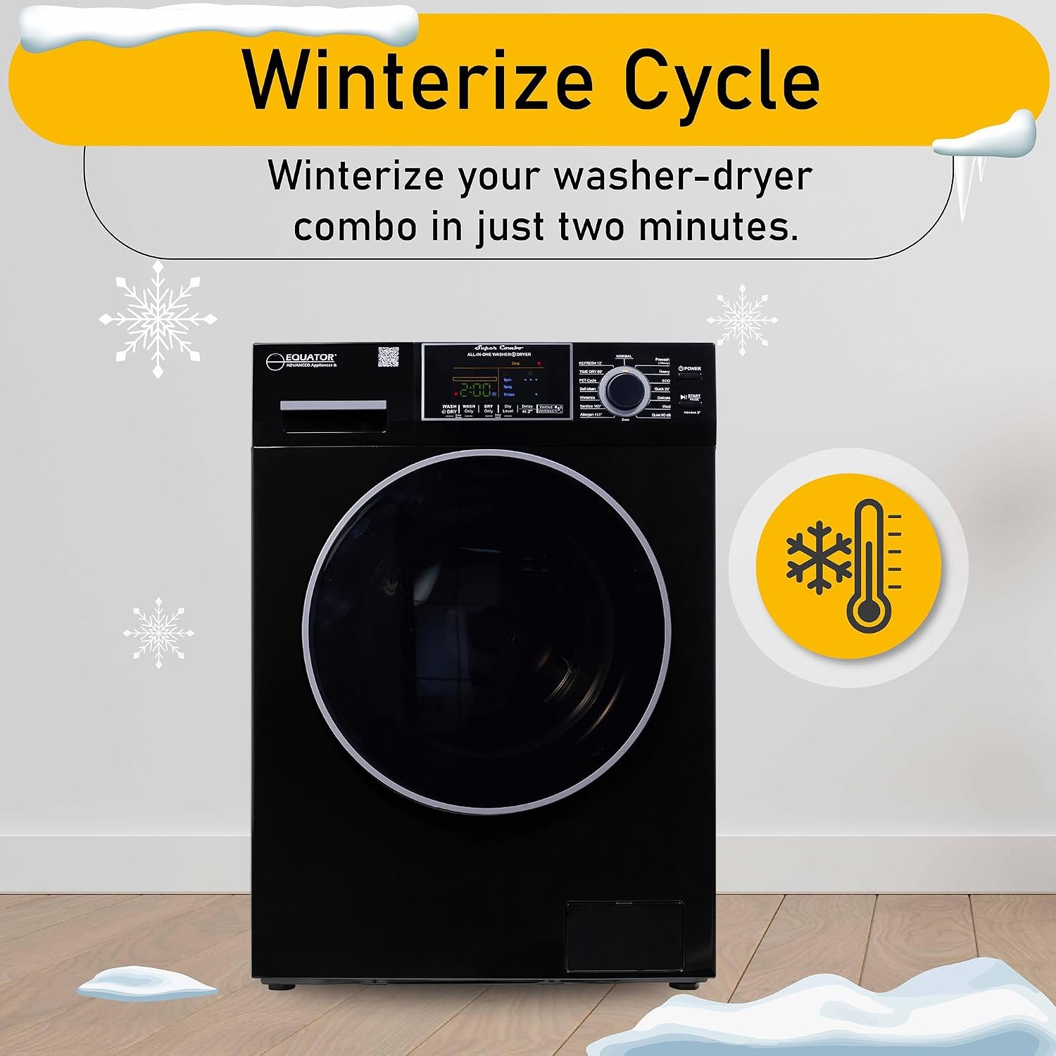 Pinnacle 224600LB Large Super Combo Washer Dryer – 15 lb Capacity Black Finish with Ventless Drying System - Image 8