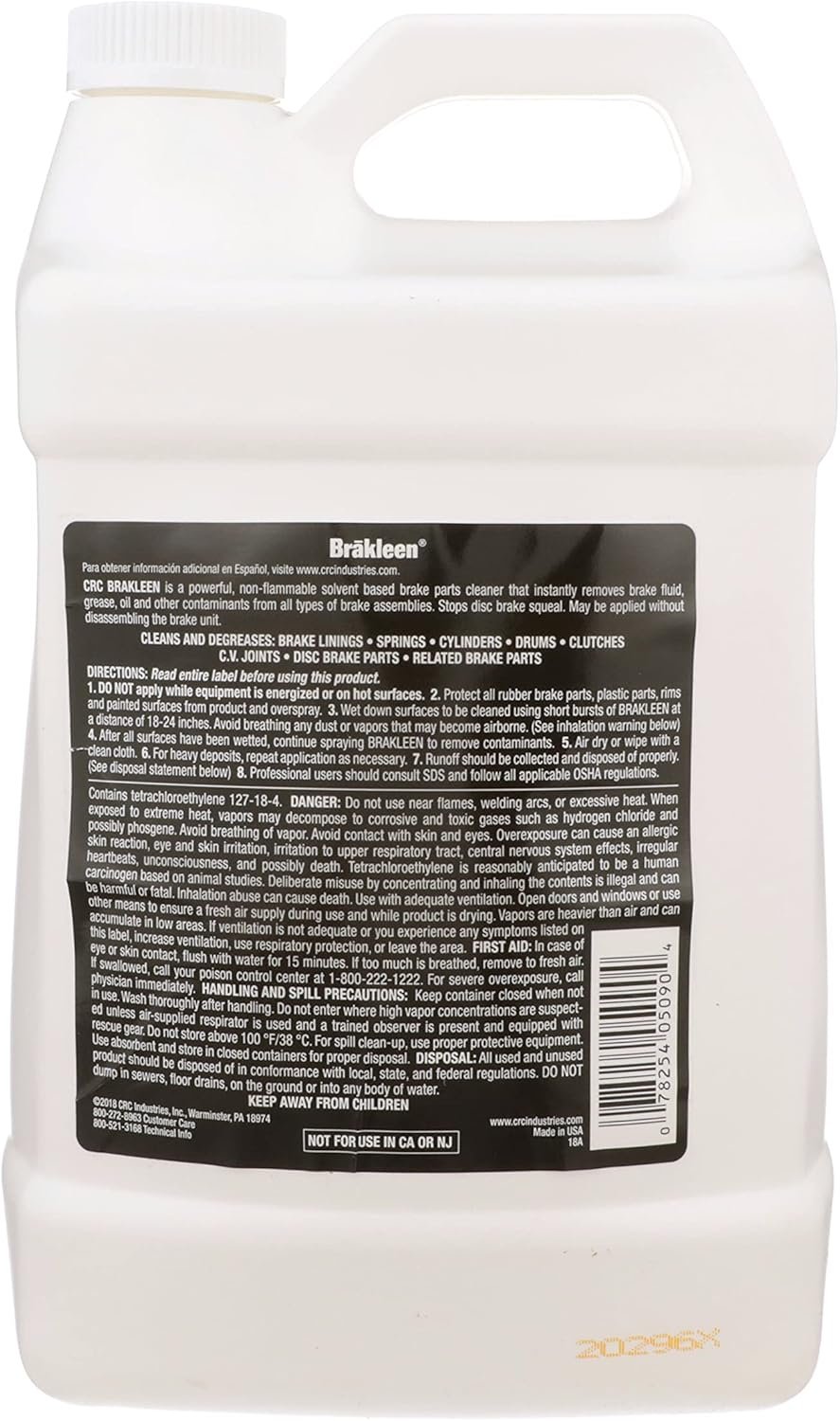 CRC Brakleen 5090 Brake Parts Cleaner – 1 Gallon Professional Degreasing Formula for Brake Components - Image 3