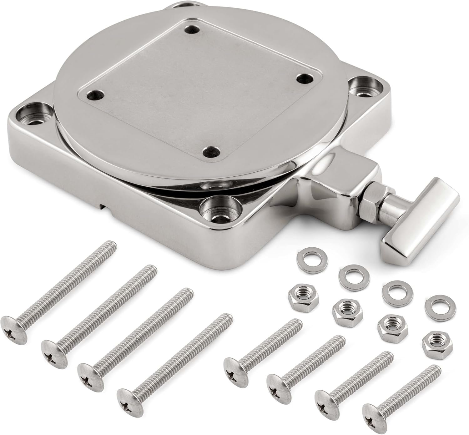 Cannon 1903002 Low Profile Stainless Steel Swivel Base – 360-Degree Downrigger Mount with Locking Rotation System - Image 2