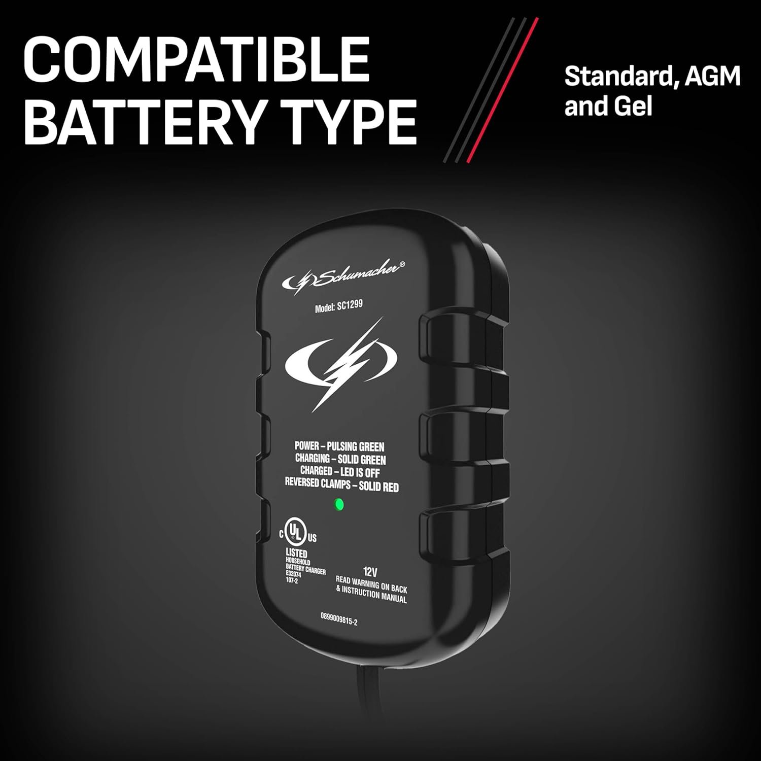 Schumacher SC1299 800mA 12V Battery Maintainer – Automatic Charger for Long-Term Battery Storage - Image 5