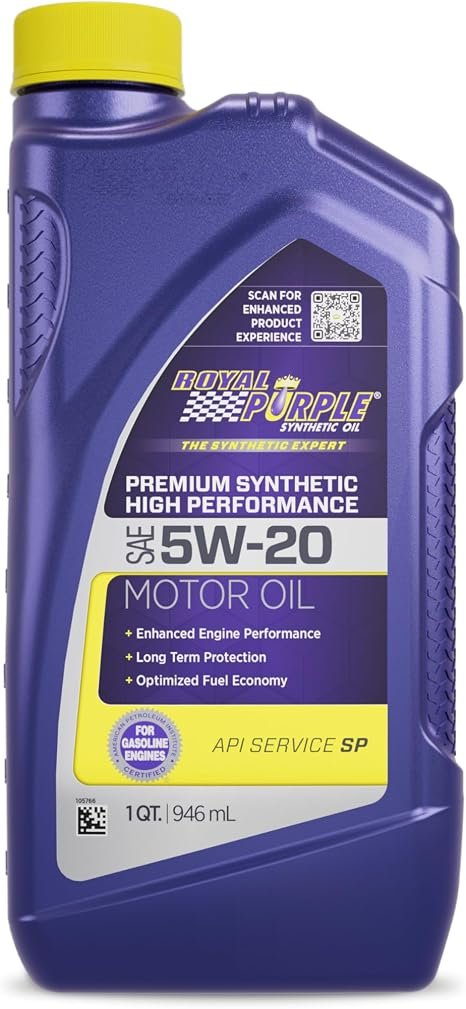 Royal Purple 01020 High Performance Full Synthetic Motor Oil – SAE 0W-20 – API SP & ILSAC GF-6 Engine Protection