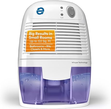 Eva-Dry EDV1100 Petite Electric Dehumidifier – 1100 cu ft Coverage with 33 dB Quiet Operation and Auto Shutoff