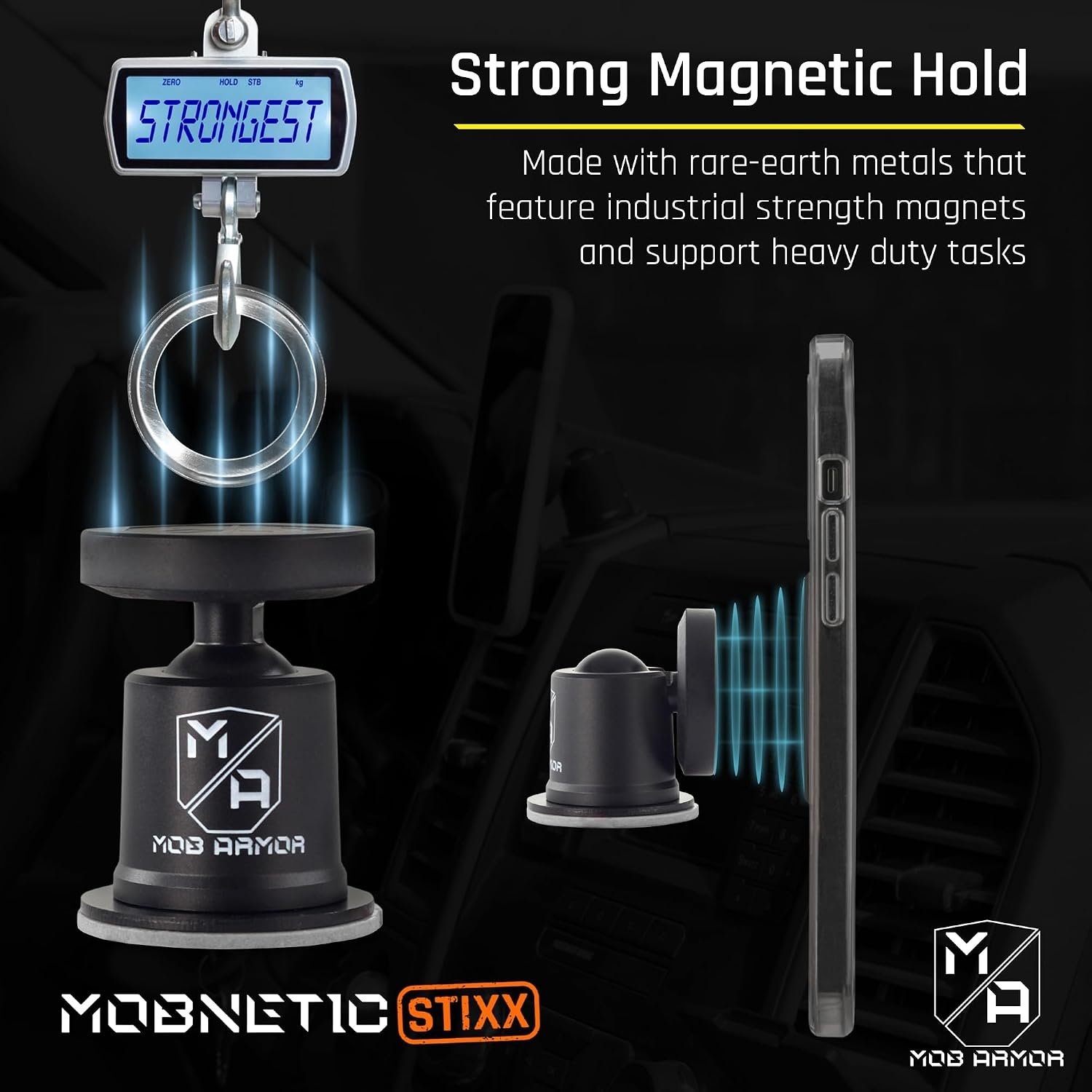 Mob Armor MobNetic Stix MOBNSTXBLK – Magnetic Phone Mount with Compact Low-Profile Design - Image 3
