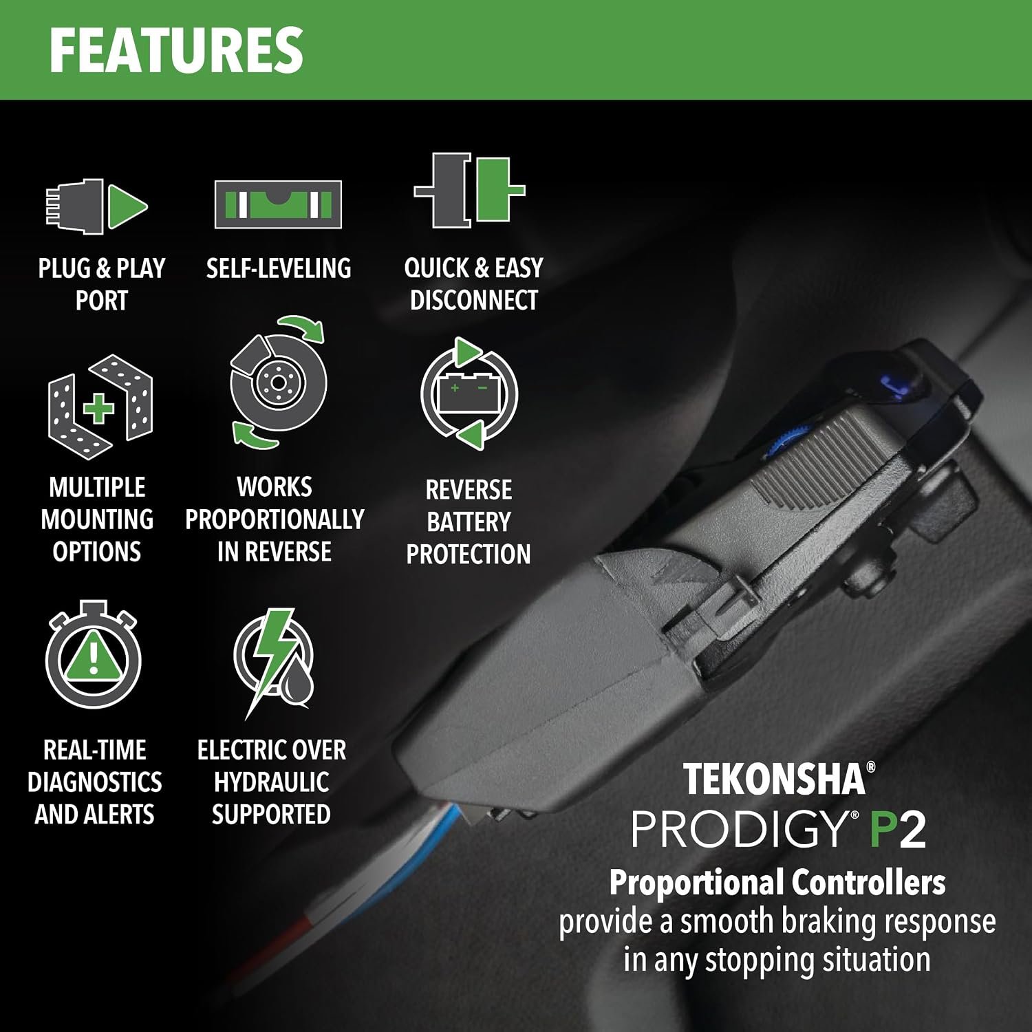 Tekonsha 90885 Prodigy P2 Trailer Brake Controller – Proportional Electric Braking for 1-4 Axles with Digital Display and Boost Control - Image 3