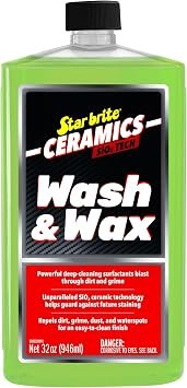 Star brite 203532 Ceramic Wash & Wax – 32 oz Concentrated Boat and Vehicle Wash with SiO2 Ceramic Protection